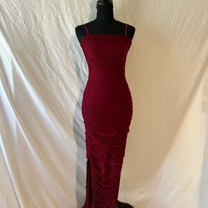Fashion Nova Strapless Burgundy Dress